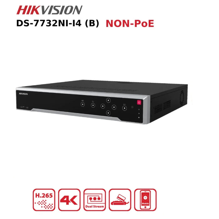 Hikvision DS-7732NI-I4 Non-PoE 32 Channel 12MP 4K NVR 4 HDD Bays