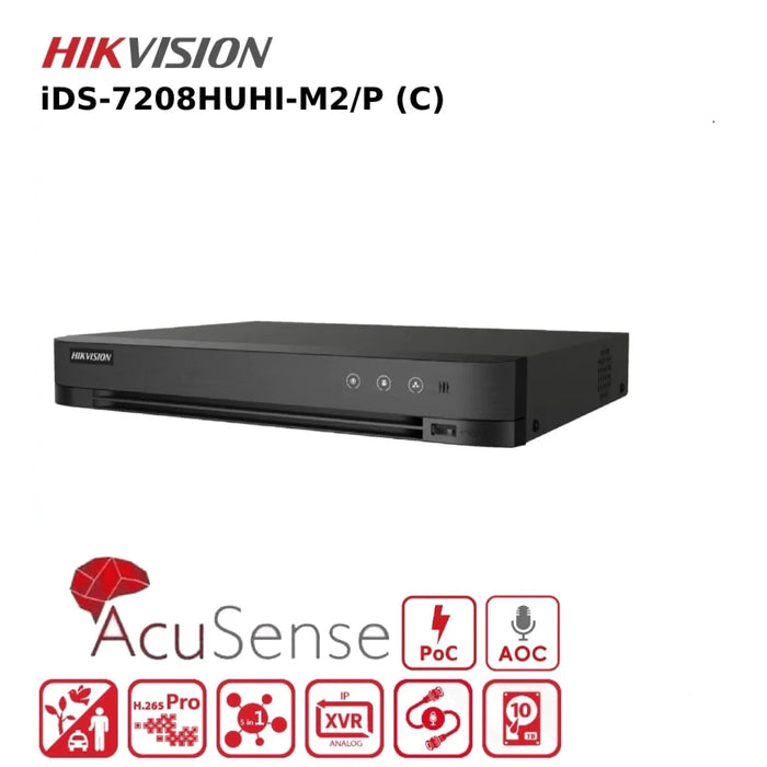 Hikvision iDS-7208HUHI-M2/P(C) 8Ch 8MP 4K AcuSense Turbo HD PoC DVR With AoC