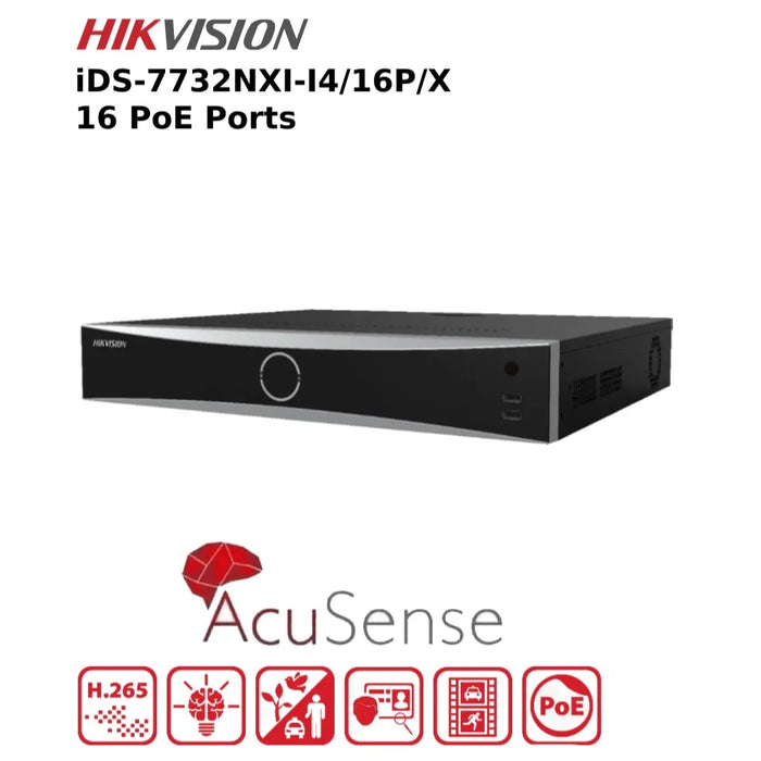 Hikvision iDS-7732NXI-I4/16P/X 32 Channel 12MP 4K Deep In Mind NVR With 16 PoE Ports & 4 HDD Bays