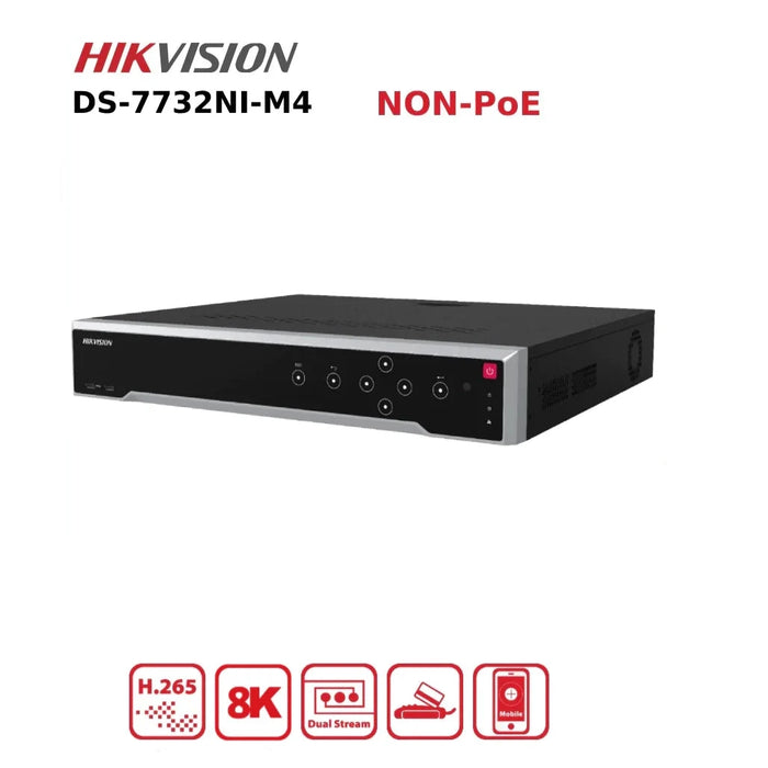 Hikvision DS-7732NI-M4 Non-PoE 32 Channel 12MP 8K NVR With 4 HDD Bays