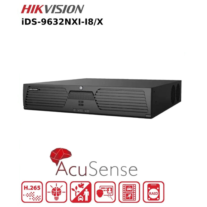 Hikvision iDS-9632NXI-I8/X 32 Channel Non-PoE 12MP 4K DeepinMind NVR With AcuSense & 8 HDD Bays