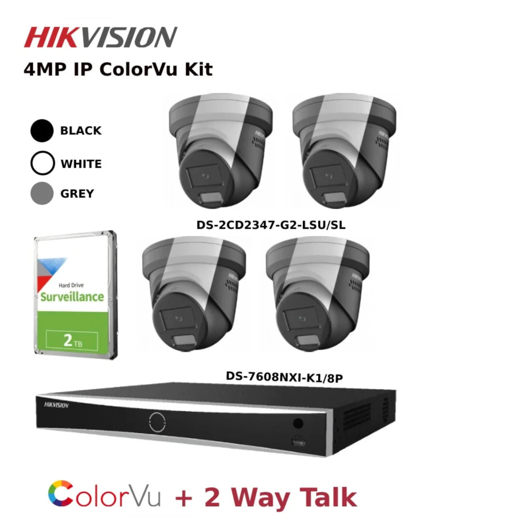 Hikvision 4MP 4CH IP ColorVu Kit with 8CH AcuSense NVR and 2TB HDD ...